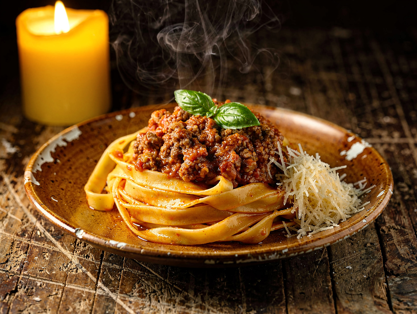 Freshly prepared tagliatelle with authentic Italian ragu