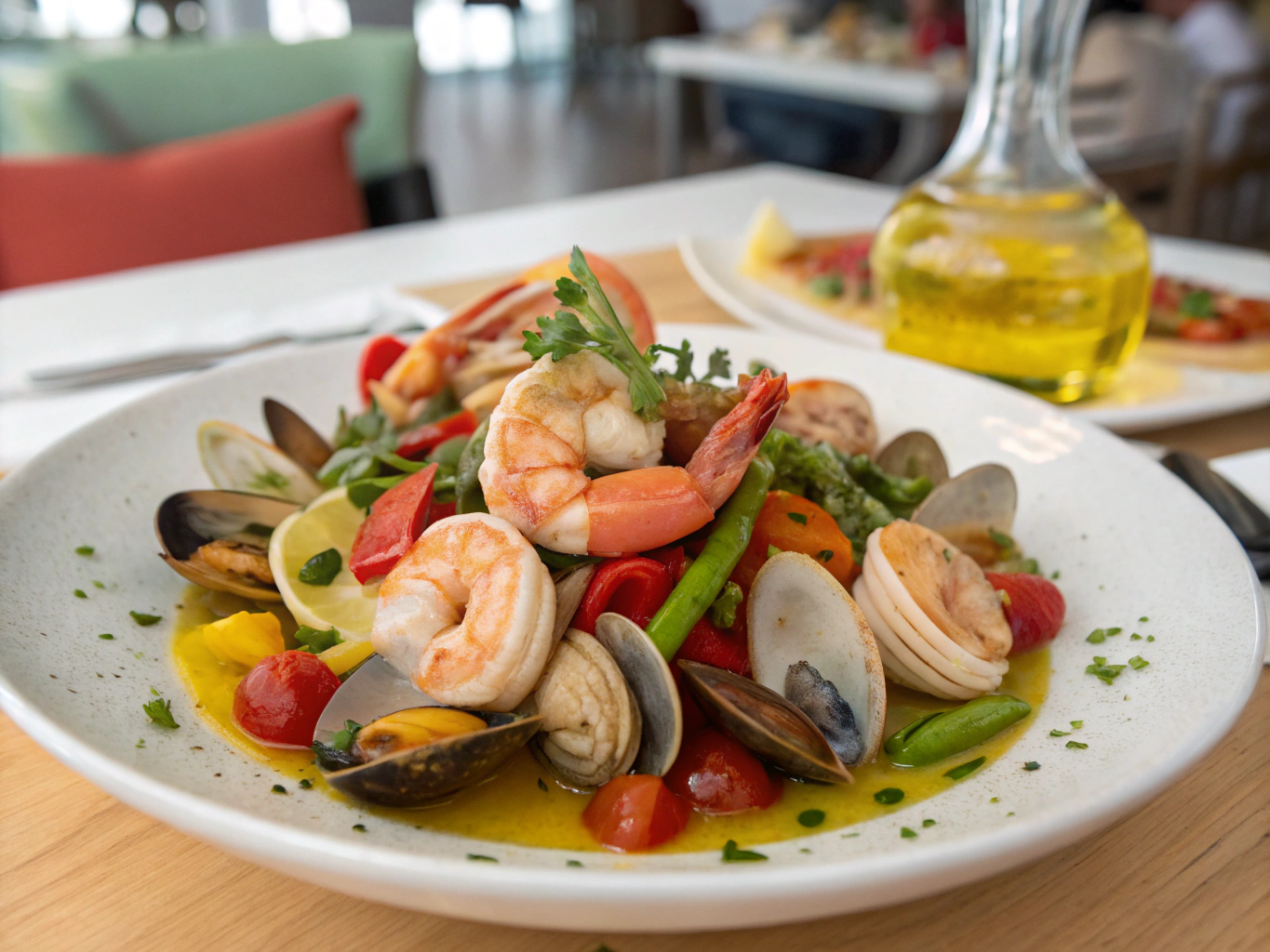 Artfully plated seasonal seafood dish