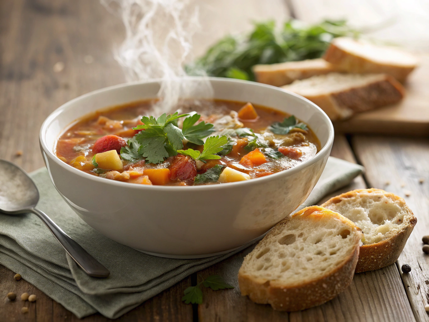 Traditional slow-cooked Italian stew in a rustic clay pot